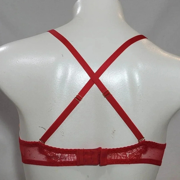 34C Gilligan & O'Malley Women's High Apex Push Up Underwire Bra Red Pop - Picture 4 of 10